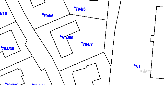 Parcela st. 794/7 v KÚ Jehnice, Katastrální mapa