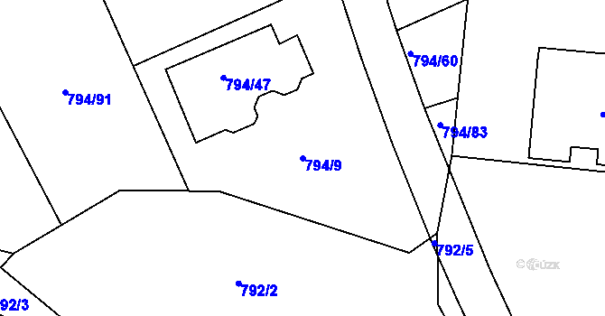 Parcela st. 794/9 v KÚ Jehnice, Katastrální mapa