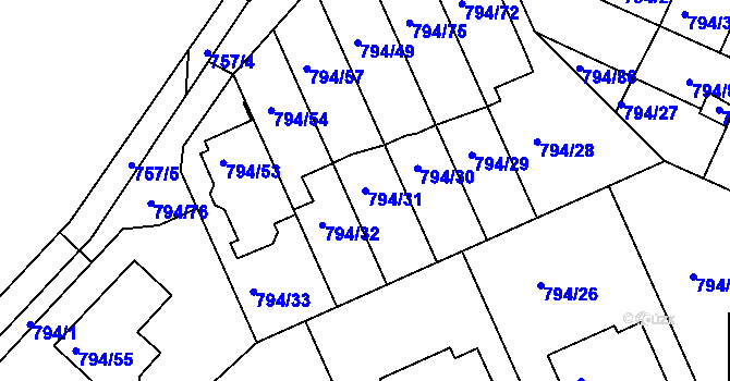 Parcela st. 794/31 v KÚ Jehnice, Katastrální mapa