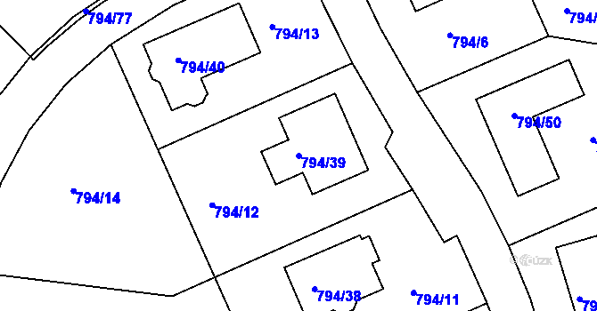 Parcela st. 794/39 v KÚ Jehnice, Katastrální mapa