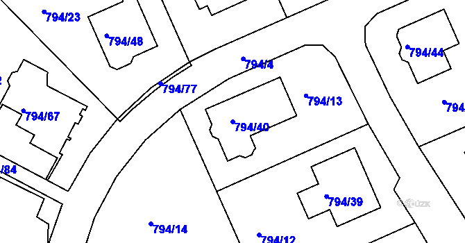 Parcela st. 794/40 v KÚ Jehnice, Katastrální mapa