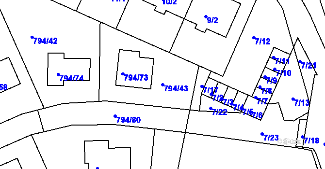 Parcela st. 794/43 v KÚ Jehnice, Katastrální mapa