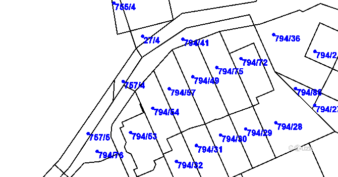 Parcela st. 794/57 v KÚ Jehnice, Katastrální mapa
