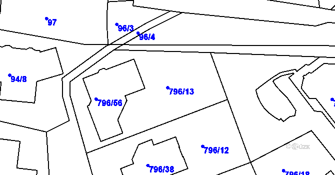 Parcela st. 796/13 v KÚ Jehnice, Katastrální mapa