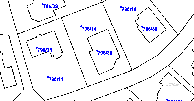 Parcela st. 796/35 v KÚ Jehnice, Katastrální mapa