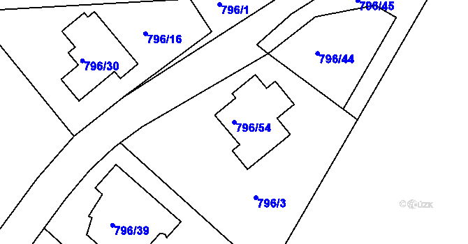 Parcela st. 796/54 v KÚ Jehnice, Katastrální mapa