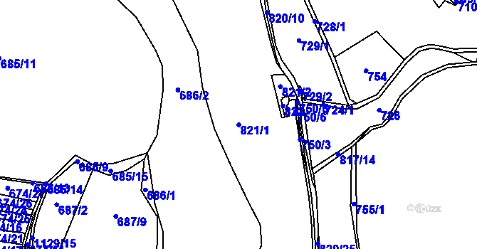 Parcela st. 821/1 v KÚ Jehnice, Katastrální mapa