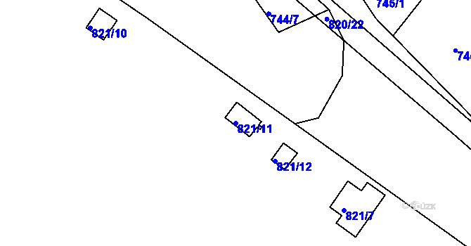 Parcela st. 821/11 v KÚ Jehnice, Katastrální mapa