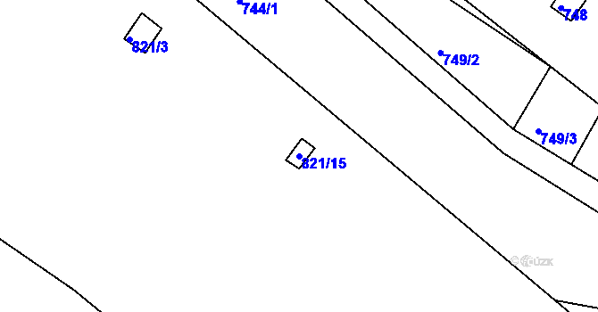 Parcela st. 821/15 v KÚ Jehnice, Katastrální mapa