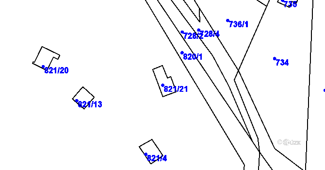 Parcela st. 821/21 v KÚ Jehnice, Katastrální mapa