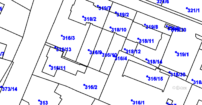 Parcela st. 316/10 v KÚ Jehnice, Katastrální mapa