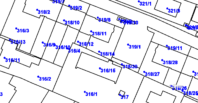 Parcela st. 318/14 v KÚ Jehnice, Katastrální mapa