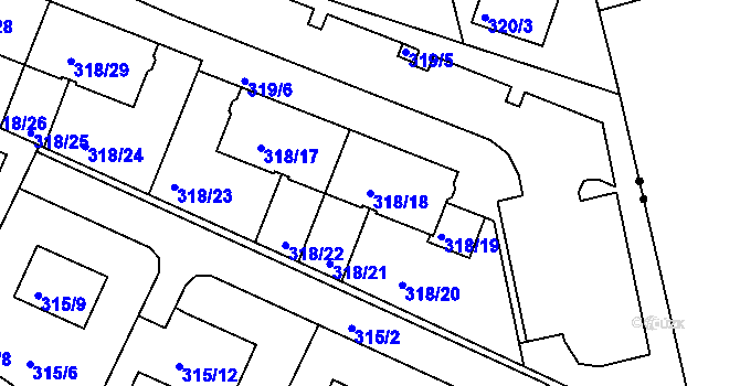 Parcela st. 318/18 v KÚ Jehnice, Katastrální mapa