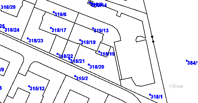 Parcela st. 318/19 v KÚ Jehnice, Katastrální mapa