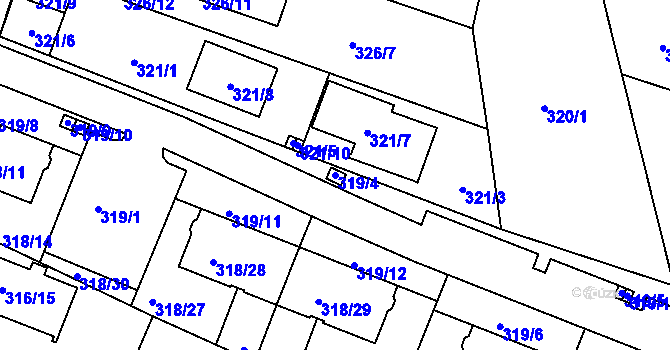 Parcela st. 319/4 v KÚ Jehnice, Katastrální mapa