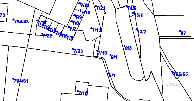 Parcela st. 7/18 v KÚ Jehnice, Katastrální mapa