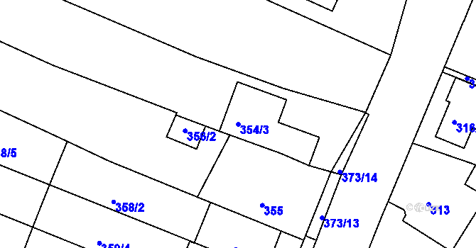 Parcela st. 354/3 v KÚ Jehnice, Katastrální mapa
