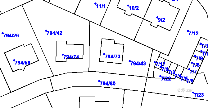 Parcela st. 794/73 v KÚ Jehnice, Katastrální mapa
