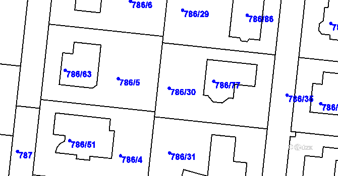 Parcela st. 786/30 v KÚ Jehnice, Katastrální mapa