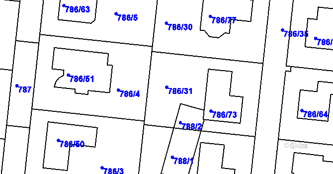 Parcela st. 786/31 v KÚ Jehnice, Katastrální mapa