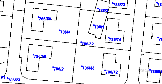 Parcela st. 786/32 v KÚ Jehnice, Katastrální mapa