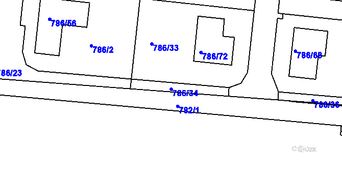 Parcela st. 786/34 v KÚ Jehnice, Katastrální mapa