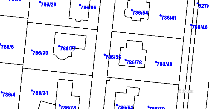 Parcela st. 786/35 v KÚ Jehnice, Katastrální mapa
