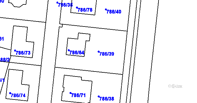 Parcela st. 786/39 v KÚ Jehnice, Katastrální mapa