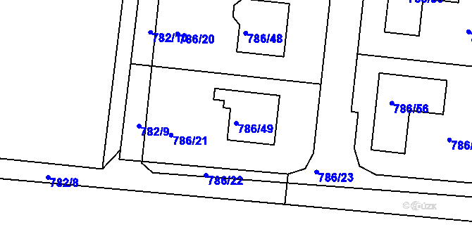 Parcela st. 786/49 v KÚ Jehnice, Katastrální mapa