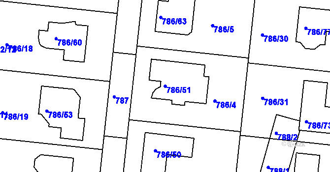 Parcela st. 786/51 v KÚ Jehnice, Katastrální mapa