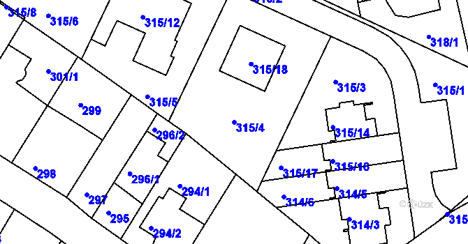 Parcela st. 315/4 v KÚ Jehnice, Katastrální mapa
