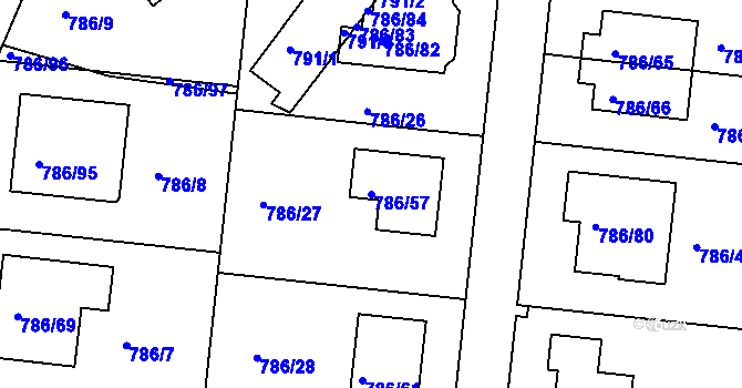Parcela st. 786/57 v KÚ Jehnice, Katastrální mapa