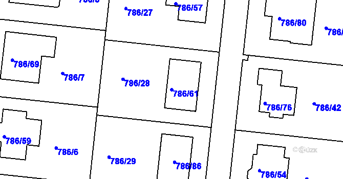 Parcela st. 786/61 v KÚ Jehnice, Katastrální mapa