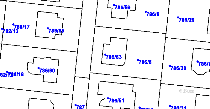 Parcela st. 786/63 v KÚ Jehnice, Katastrální mapa