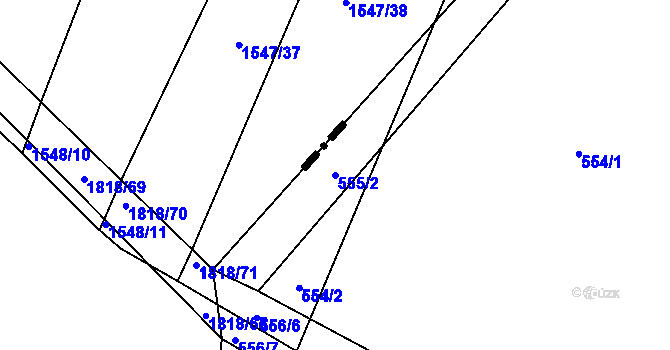 Parcela st. 555/2 v KÚ Jehnice, Katastrální mapa