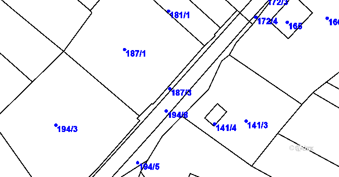 Parcela st. 187/3 v KÚ Jehnice, Katastrální mapa