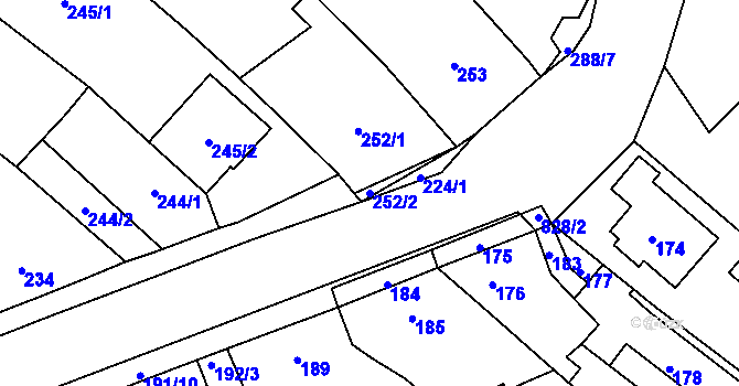Parcela st. 252/2 v KÚ Jehnice, Katastrální mapa