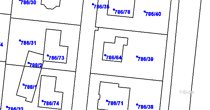 Parcela st. 786/64 v KÚ Jehnice, Katastrální mapa