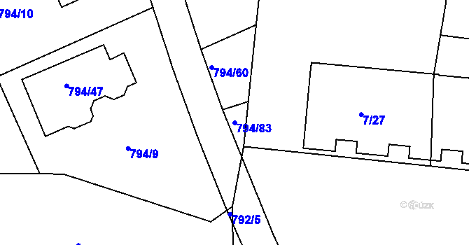 Parcela st. 794/83 v KÚ Jehnice, Katastrální mapa