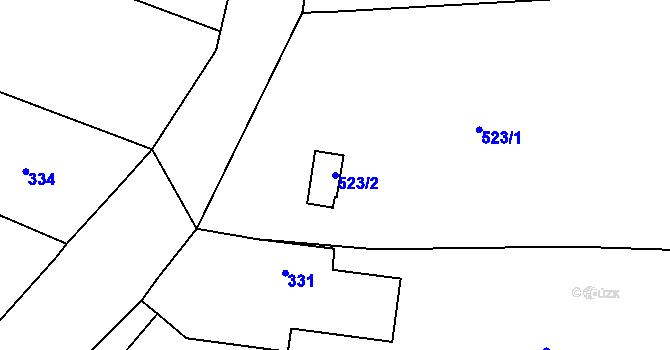 Parcela st. 523/2 v KÚ Jehnice, Katastrální mapa