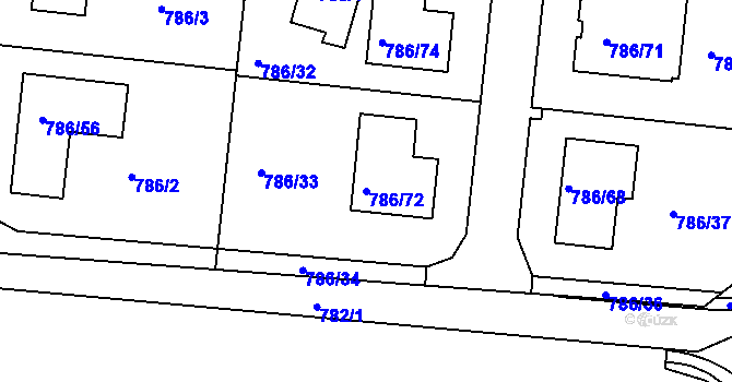 Parcela st. 786/72 v KÚ Jehnice, Katastrální mapa