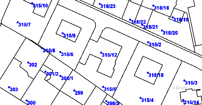 Parcela st. 315/12 v KÚ Jehnice, Katastrální mapa