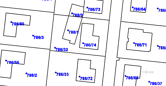 Parcela st. 786/74 v KÚ Jehnice, Katastrální mapa