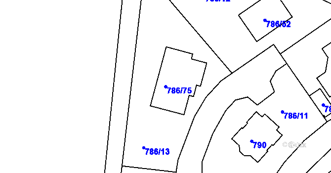 Parcela st. 786/75 v KÚ Jehnice, Katastrální mapa