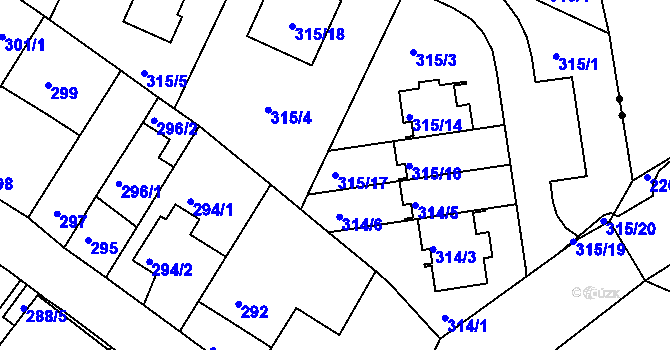 Parcela st. 315/17 v KÚ Jehnice, Katastrální mapa