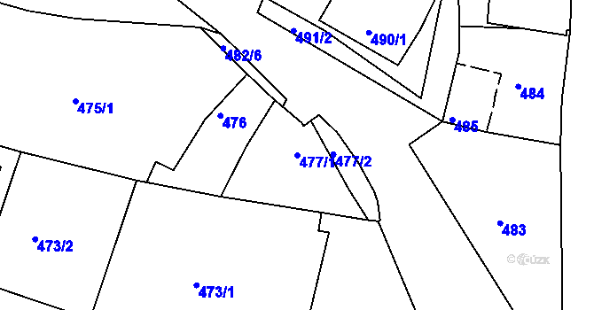 Parcela st. 477/1 v KÚ Jehnice, Katastrální mapa