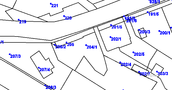 Parcela st. 204/1 v KÚ Jehnice, Katastrální mapa