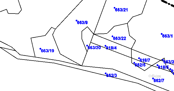Parcela st. 663/20 v KÚ Jehnice, Katastrální mapa