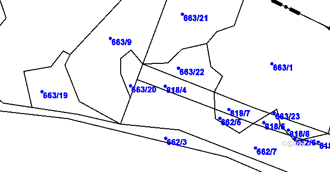 Parcela st. 818/4 v KÚ Jehnice, Katastrální mapa