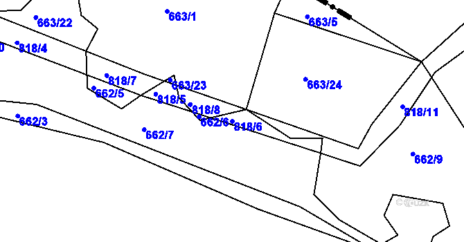 Parcela st. 818/6 v KÚ Jehnice, Katastrální mapa